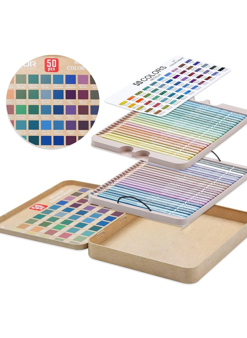 SYOSI 300 Pcs Metallic Colored Pencils for Adult Coloring, Soft Core with Vibrant Color, Ideal Drawing Blending Sketching Shading, Coloring Adults Kids Beginners - Image 2