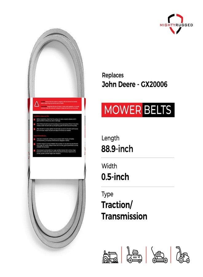 MightyRugged GX20006 John Deere Drive Belt Replacement - Belt Length 88.9" - Heavy-Duty, Durable, Aramid Cord Drive Belt for John Deere D110, D140, L110, L111, L118, L120, LA115, LA125, LA130 Lawn Mowers and More - Image 2