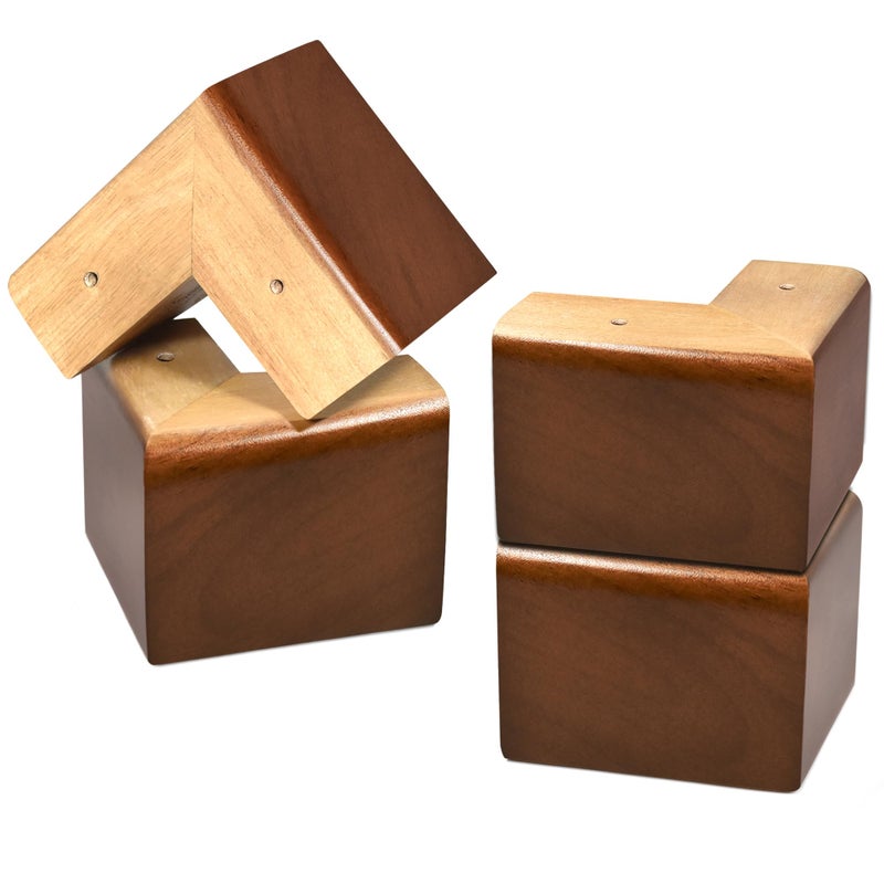 AORYVIC Solid Wood Legs for Furniture, L-Shaped Bed Risers, Furniture Legs for Sofa Couch Dresser Cabinet Table, Couch Sofa Feet, Furniture Risers, Bed Lifters 4 Pack - Image 1
