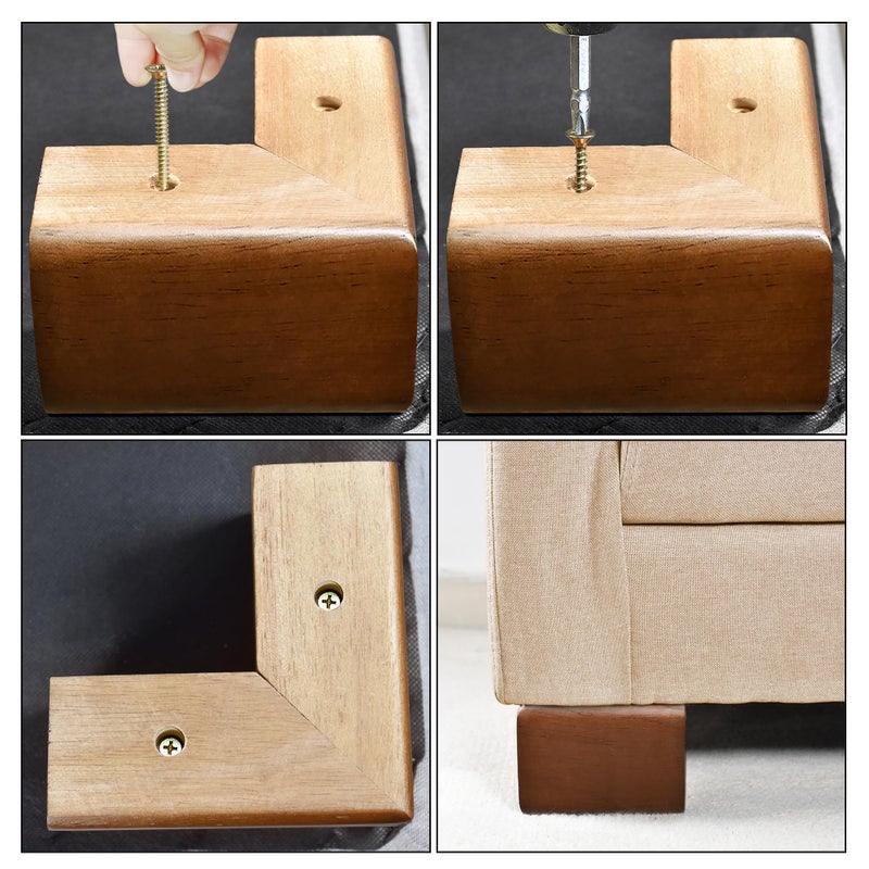 AORYVIC Solid Wood Legs for Furniture, L-Shaped Bed Risers, Furniture Legs for Sofa Couch Dresser Cabinet Table, Couch Sofa Feet, Furniture Risers, Bed Lifters 4 Pack - Image 5