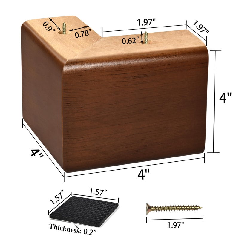 AORYVIC Solid Wood Legs for Furniture, L-Shaped Bed Risers, Furniture Legs for Sofa Couch Dresser Cabinet Table, Couch Sofa Feet, Furniture Risers, Bed Lifters 4 Pack - Image 3