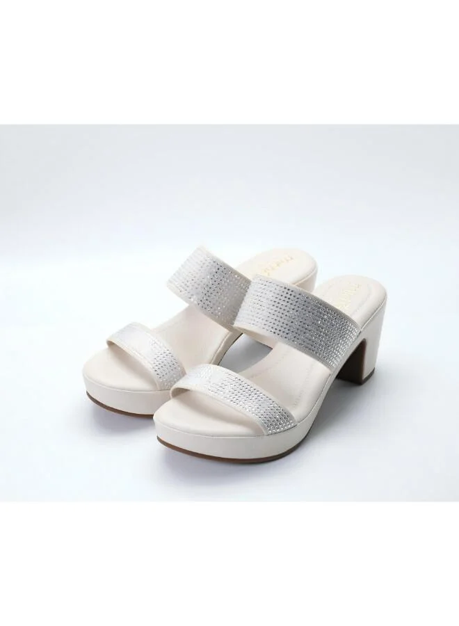 ميشيل مورجان 092-3141 Michelle Morgan Stylish Heeled Slide Sandals 514RJ75D Off White