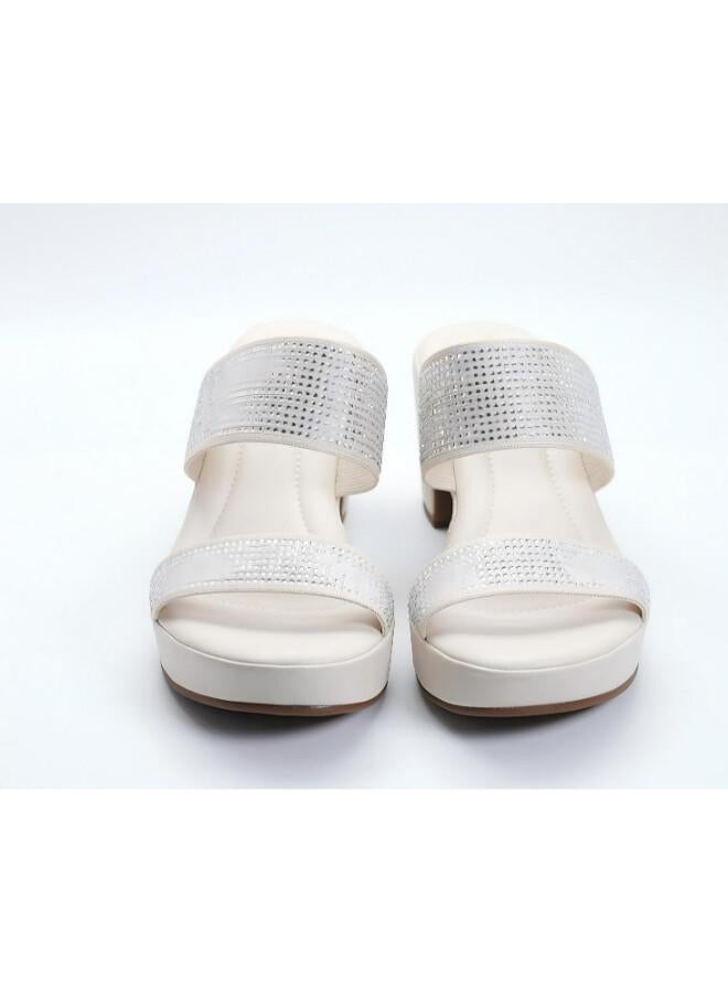 Michelle Morgan 092-3141 Michelle Morgan Stylish Heeled Slide Sandals 514RJ75D Off White - Image 4