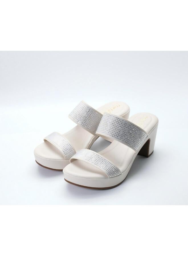 Michelle Morgan 092-3141 Michelle Morgan Stylish Heeled Slide Sandals 514RJ75D Off White - Image 2