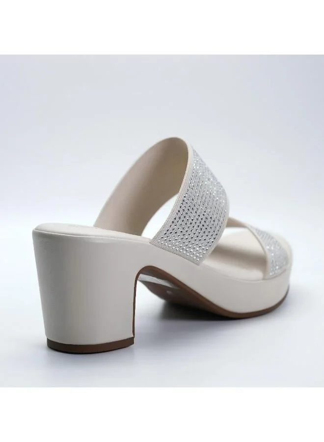 Michelle Morgan Off White 092-3141 Michelle Morgan Stylish Heeled Slide Sandals 514RJ75D Off White for Women | Best Price UAE