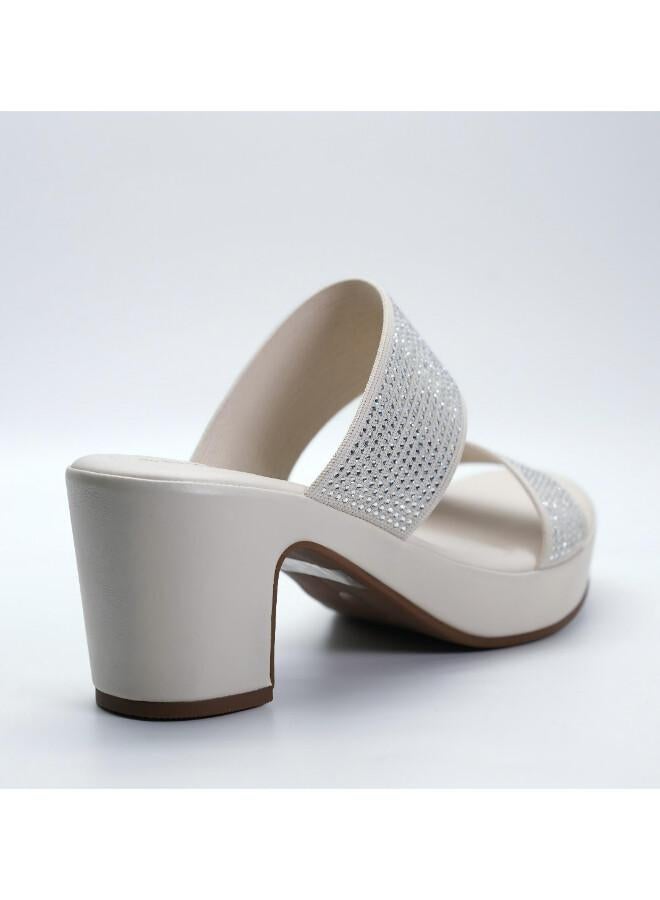 Michelle Morgan 092-3141 Michelle Morgan Stylish Heeled Slide Sandals 514RJ75D Off White - Image 3