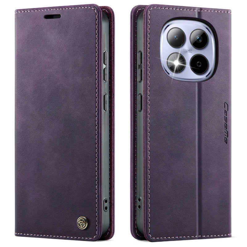 Leather Texture Protective Case for Redmi Note 15 with Drop Protection and Kickstand plus Shockproof plus Flip Cover in Purple - Image 1