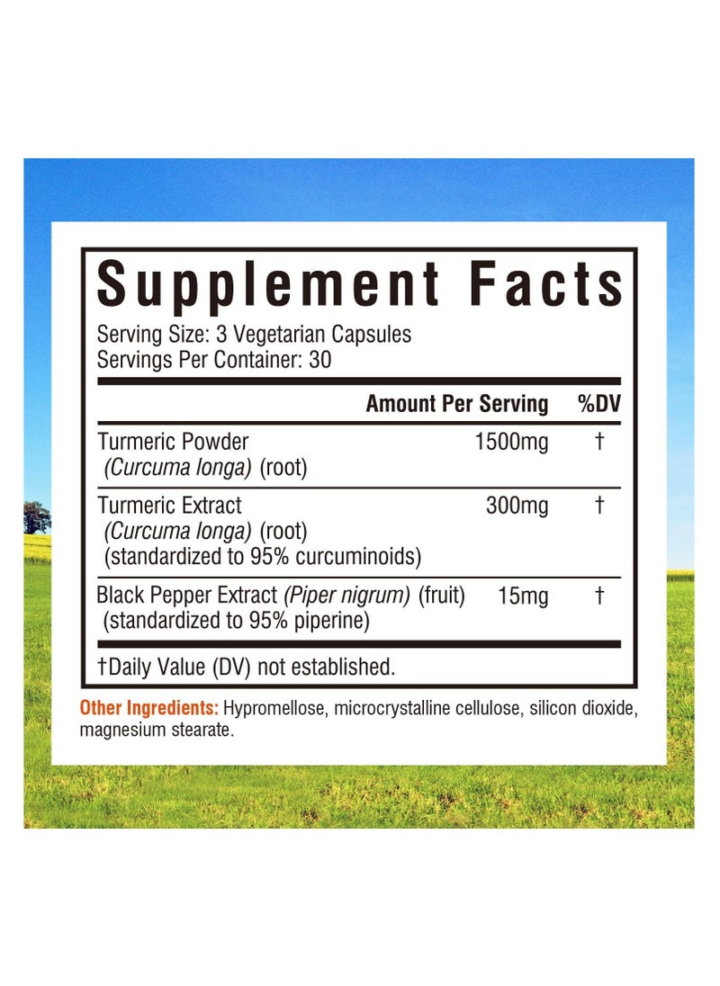 Innate Vitality Turmeric Curcumin Extra Strength & Enhanced Absorption, Joint Support 1800mg 90 Capsules  - Image 2