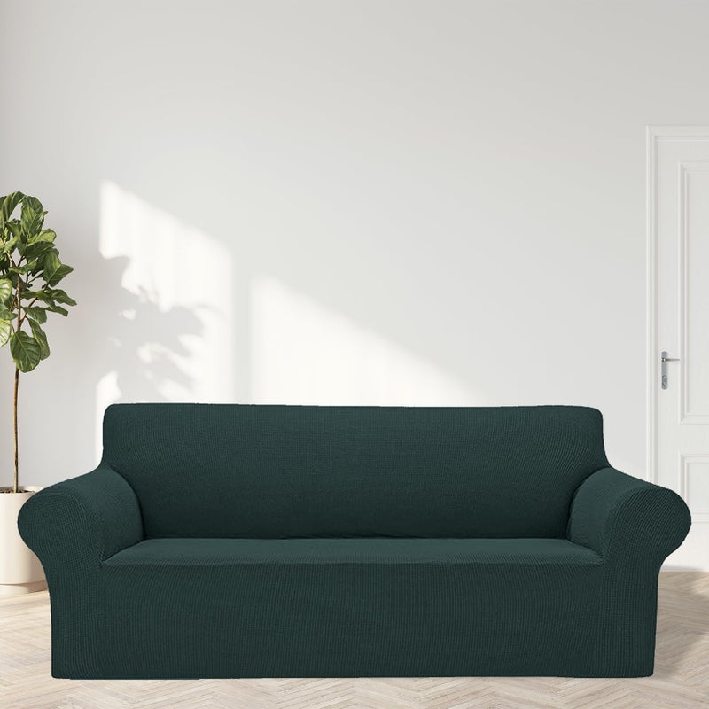 Cupuamon 2024 Newest Stretch Oversized Sofa Slipcovers Couch Sofa Cover for 4 Seater Furniture Protector Covers with Elastic Bottom Jacquard Fabric Small Checks for Pets  Kids - Hunter - Image 3