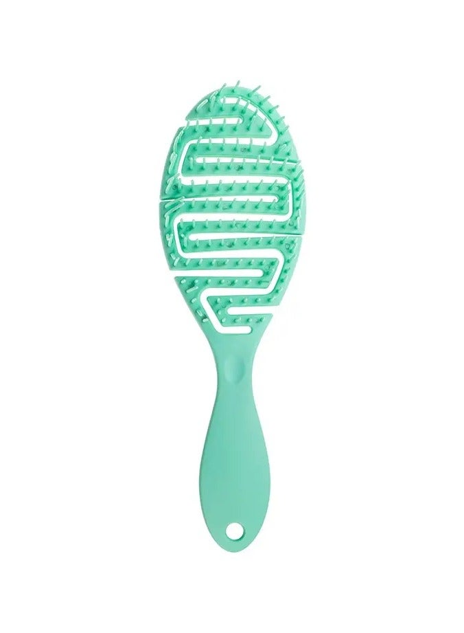 ORiTi فرشاة شعر بتصميم مشط مجوف 1 قطعة لتدليك فروة الرأس مع أسنان مشط ناعمة لتصفيف الشعر وفك التشابك وتجفيف سريع - أخضر - Image 1