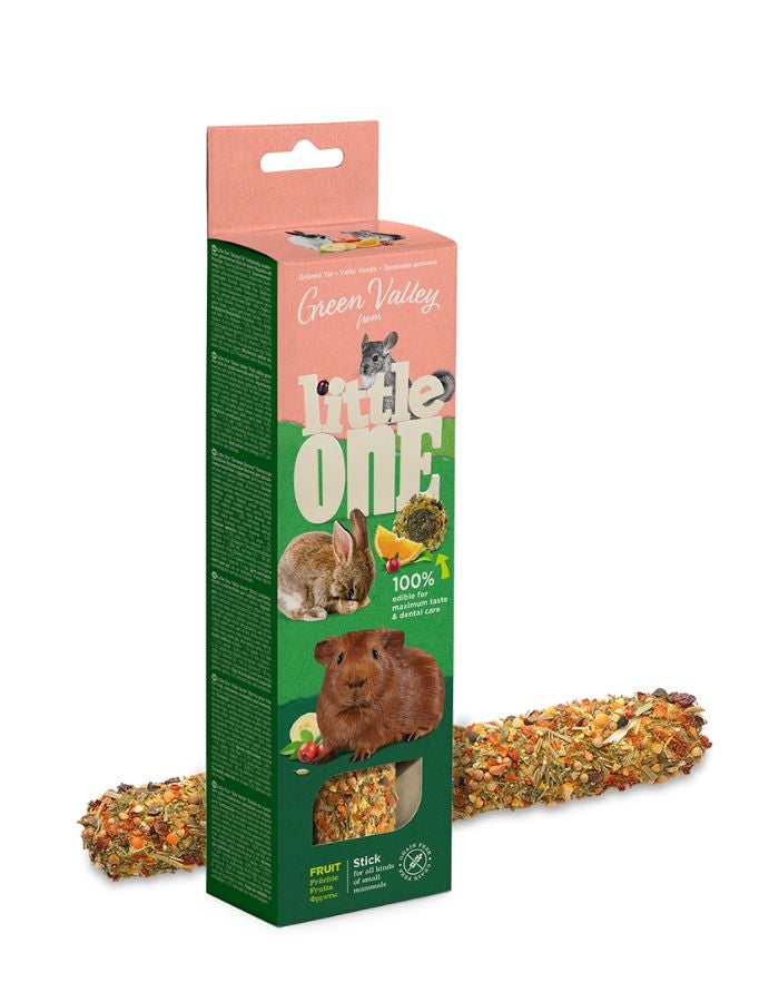 Little One Green Valley Grain-Free Fruit Stick for Small Mammals 180g – Fully Edible Chew Treat