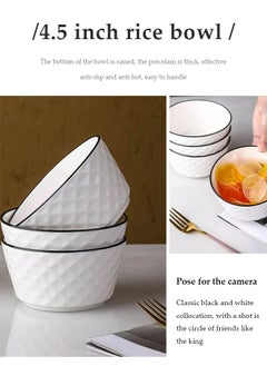 DUNISO 8pcs  White Premium Porcelain Dinner Set Microwave & Dishwasher Safe Japanese style simplicity Dinnerware Set with 4 Pcs Bowls and 4 Pcs cup Scratch Resistant, White  - Image 5