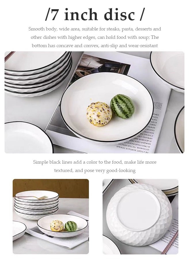 DUNISO 8pcs  White Premium Porcelain Dinner Set Microwave & Dishwasher Safe Japanese style simplicity Dinnerware Set with 4 Pcs Bowls and 4 Pcs cup Scratch Resistant, White  - Image 4