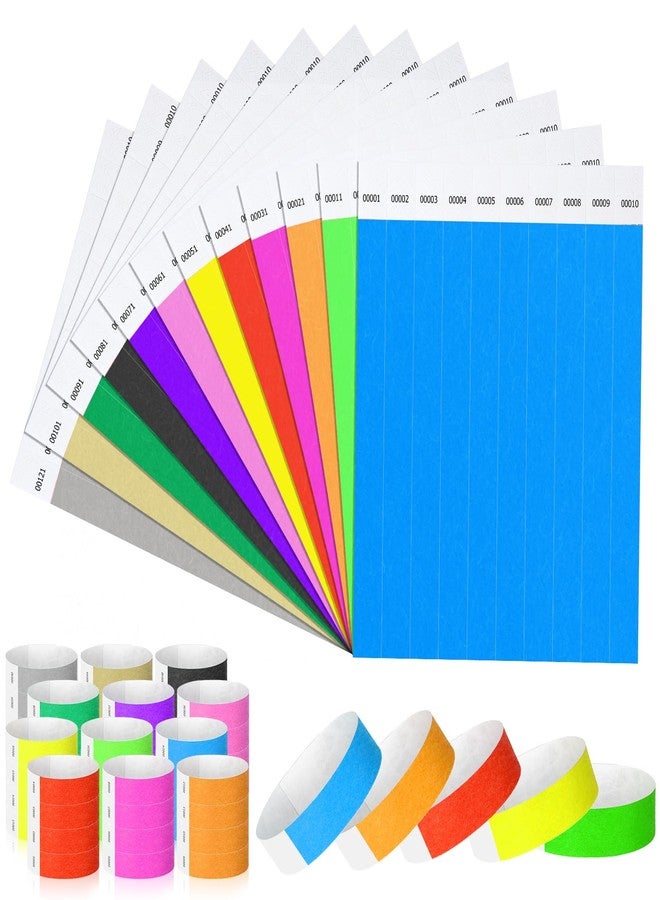 Harloon 1200 Pieces 3/4'' Wristbands 1 to 1200 Consecutive Numbers 12 Colored Wristbands Waterproof Paper Bracelets for Events Concert Festival Admission Party (Bright Colors) - Image 1