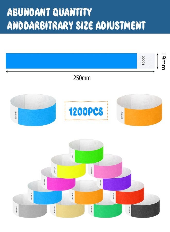 Harloon 1200 Pieces 3/4'' Wristbands 1 to 1200 Consecutive Numbers 12 Colored Wristbands Waterproof Paper Bracelets for Events Concert Festival Admission Party (Bright Colors) - Image 3