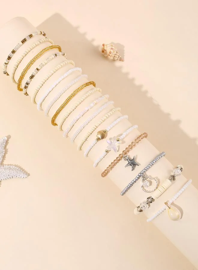 تايك تو Pack of 18 Multi-Color Beaded Bracelet