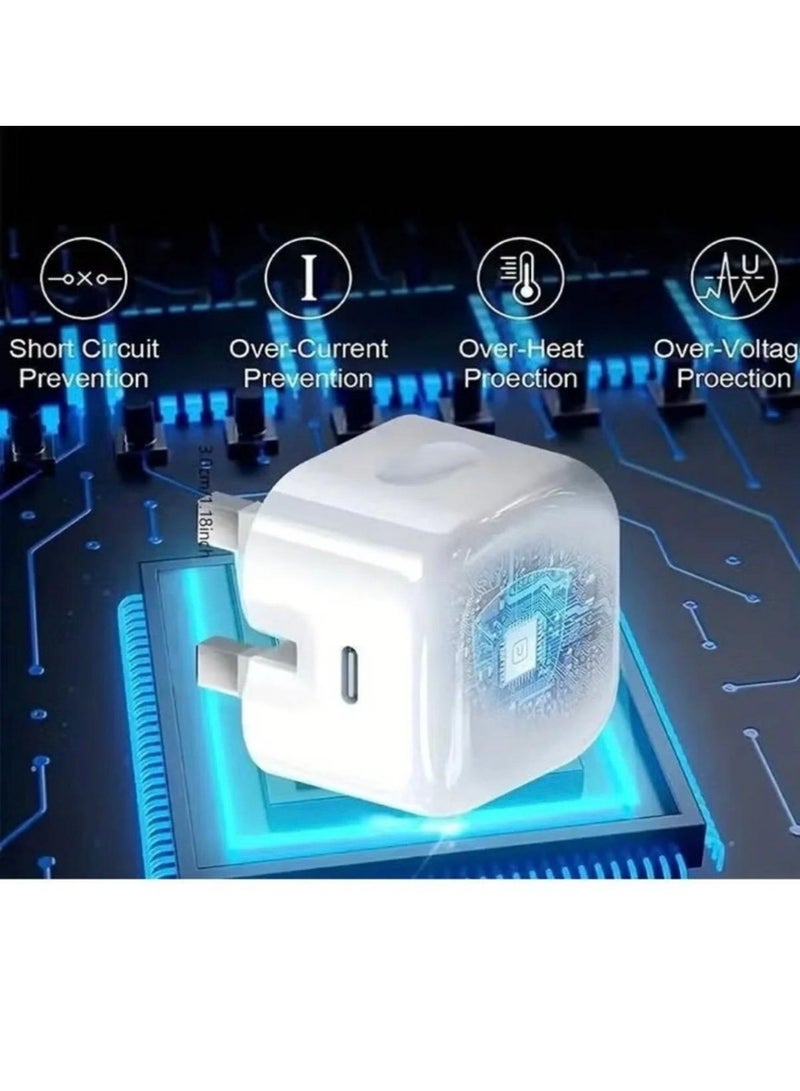 محول طاقة ديناميكي 40 واط بقدرة قصوى 60 واط مع كابل USB-C إلى USB-C لأجهزة iPhone، لون أبيض - Image 2