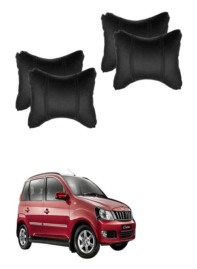 Adroitz Black Universal Neck Rest Pillow Faux Leather Material in Football Design for All Cars (Pair of 2)_115 - Image 1