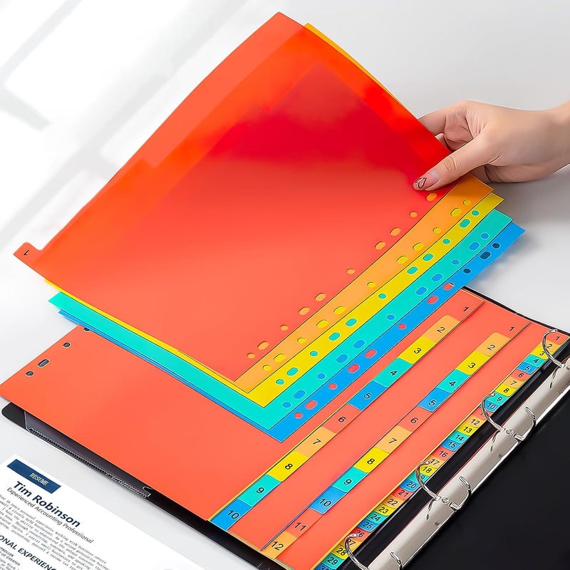 A4 Binder Dividers 31-tab Index Divider Sheets 11-Hole Plastic Subject Tabs for Document Organization Office and School Use - Image 5