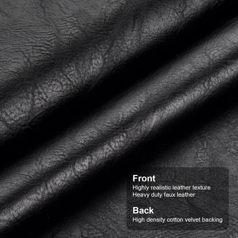 TeeLiy Faux Leather Fabric, Soft Synthetic PU Fabric Material, Thick Durable Synthetic Repholstery Leather Vinyl, Soft Touch Distressed DIY Crafts, Upholstery - Individual 1 Yards Cut 36" x 54"- Black - Image 3