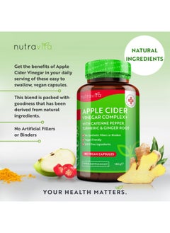 Nutravita Apple Cider Vinegar Capsules with Cayenne Pepper Turmeric and Ginger Root 180 Vegan Capsules Made from UK Grown Apples Raw Unfiltered ACV 1033mg Daily Dosage Made in The UK by Nutravita  - Image 5