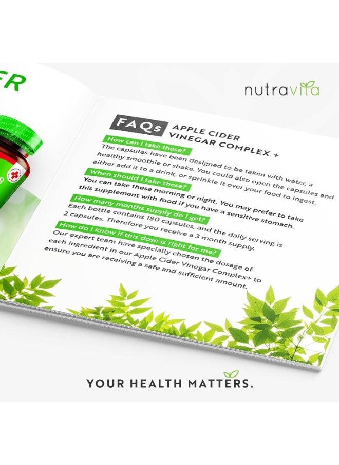 Nutravita - Apple Cider Vinegar Capsules with Cayenne Pepper Turmeric and Ginger Root 180 Vegan Capsules Made from UK Grown Apples Raw Unfiltered ACV 1033mg Daily Dosage Made in The UK by Nutravita - Image 1