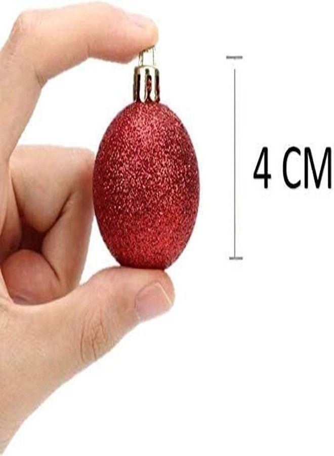 Sesonby Christmas Tree Ornaments, Red Shiny and Glitter Ball Decorations, 4cm, 24 Pack, Assorted Finishes - Image 5