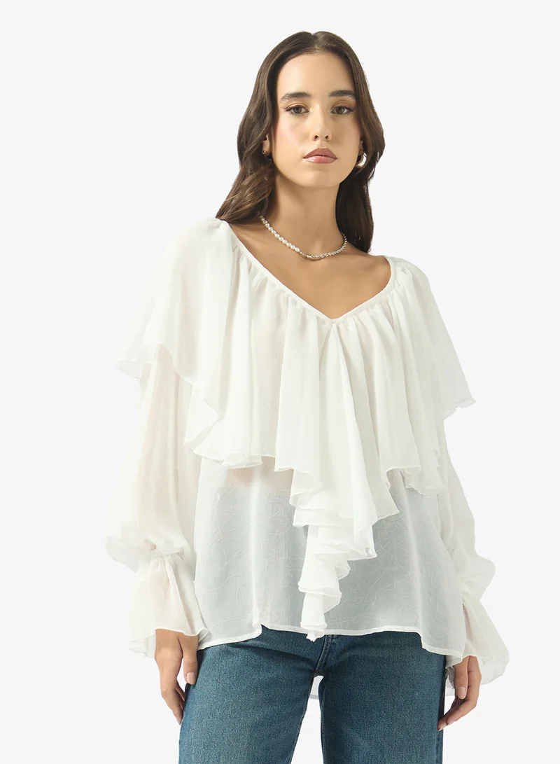 Ginger Gather Detail Ruffle Blouse