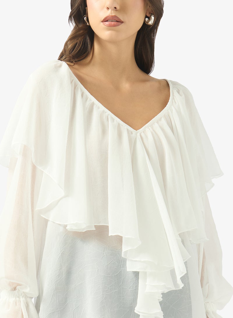 جينجر بلوزة بكشكشة وتفاصيل مجمعة - Image 3