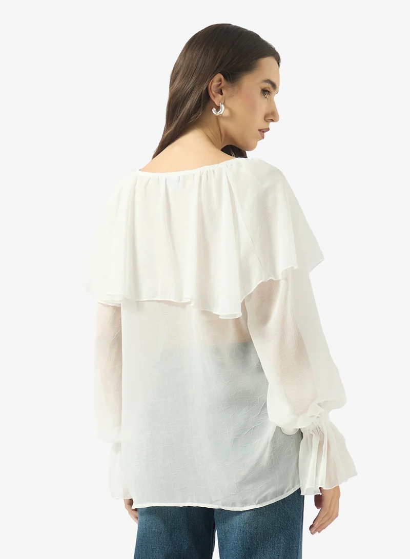 Ginger Gather Detail Ruffle Blouse