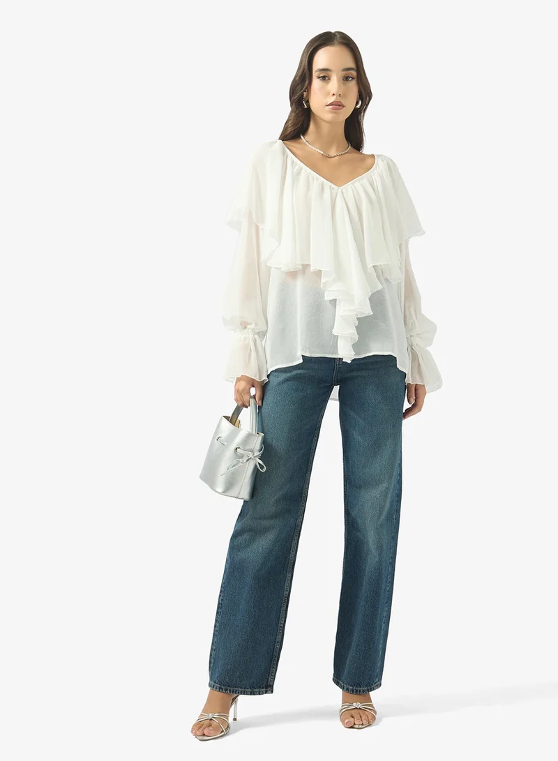 Ginger Gather Detail Ruffle Blouse