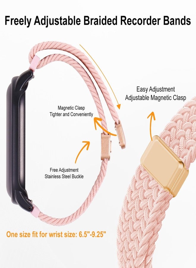 Vigamen 2 Pack Adjustable Braided Wristband and PC Case Compatible with Plaud NotePin & NotePin S AI Voice Recorder,Breathable Wearable Band with Magnetic Buckle,Plaud Recorder Accessories,Smoke Purple+Pink - Image 3
