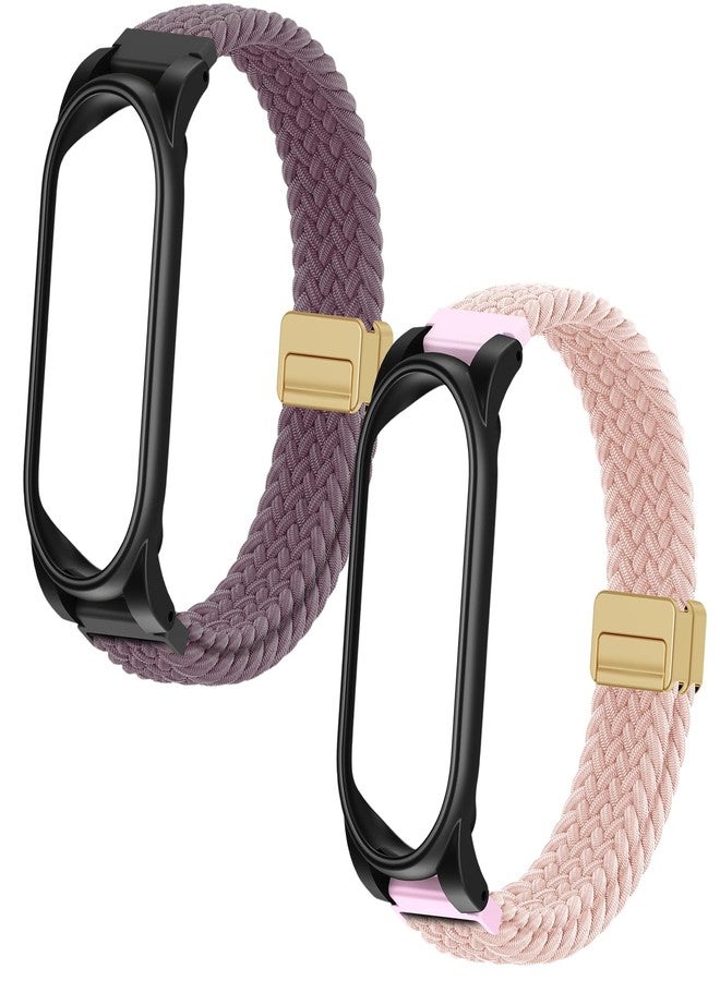 Vigamen 2 Pack Adjustable Braided Wristband and PC Case Compatible with Plaud NotePin & NotePin S AI Voice Recorder,Breathable Wearable Band with Magnetic Buckle,Plaud Recorder Accessories,Smoke Purple+Pink - Image 1