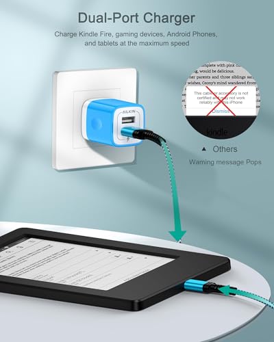AILKIN Micro USB Cable 6ft Long, Best Replacement USB to Micro-USB Android Cord Fast Charging for Kindle Fire Tablets and Kindle E-Readers Kindle Paper White, HD, HDX, 7, 8, 10 - Image 2