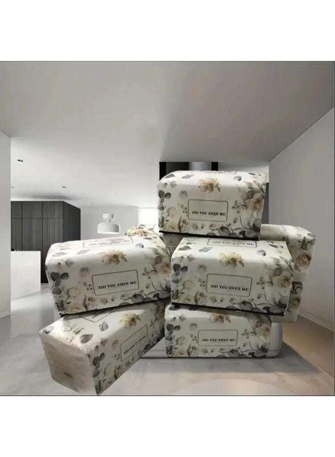 520 Sheets Floral Design Facial Tissue 4 Ply Thick Light Beige 1 Pack 3 53oz - Image 4