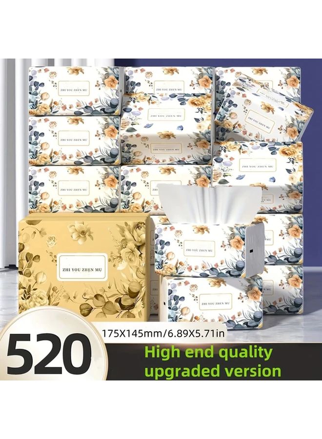 520 Sheets Floral Design Facial Tissue 4 Ply Thick Light Beige 1 Pack 3 53oz - Image 5