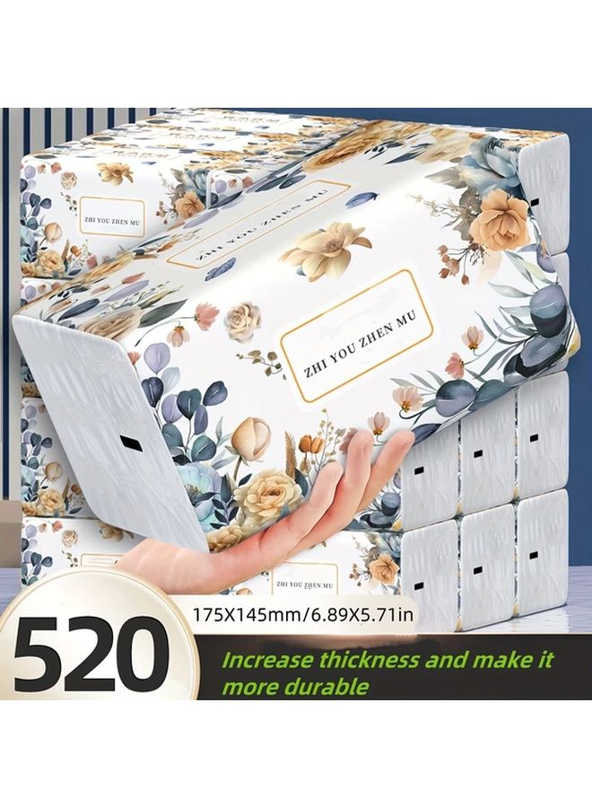520 Sheets Floral Design Facial Tissue 4 Ply Thick Light Beige 1 Pack 3 53oz - Image 2
