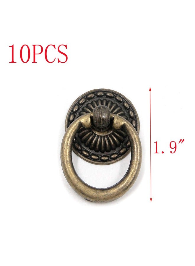 Antique Bronze Knobs Pulls Handles Hardware Furniture Drawer Pull Ring Dresser Cabinet Ring Pulls with Screws Pack of 10 - Image 3