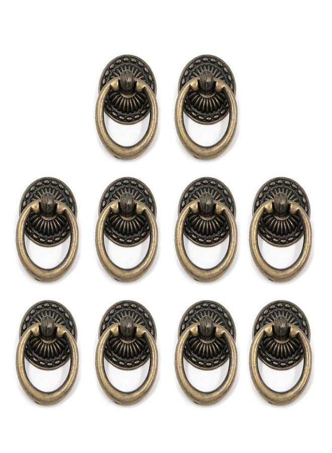 Antique Bronze Knobs Pulls Handles Hardware Furniture Drawer Pull Ring Dresser Cabinet Ring Pulls with Screws Pack of 10 - Image 1