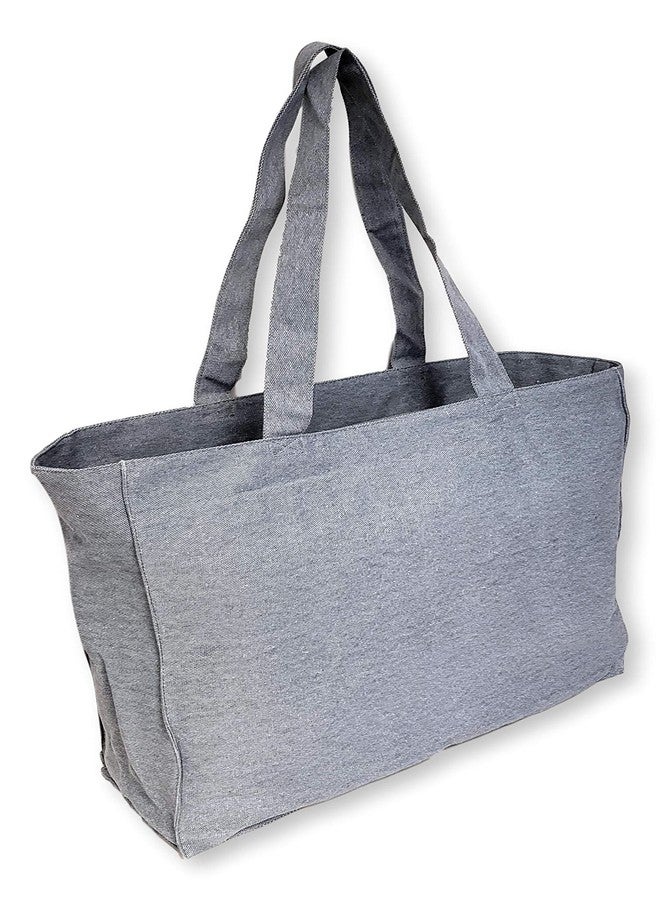 101 BEACH Extra Extra Large Travel Day Tote Bag Heavy Duty Cotton Twill Zip Top (Denim Blue) - Image 1