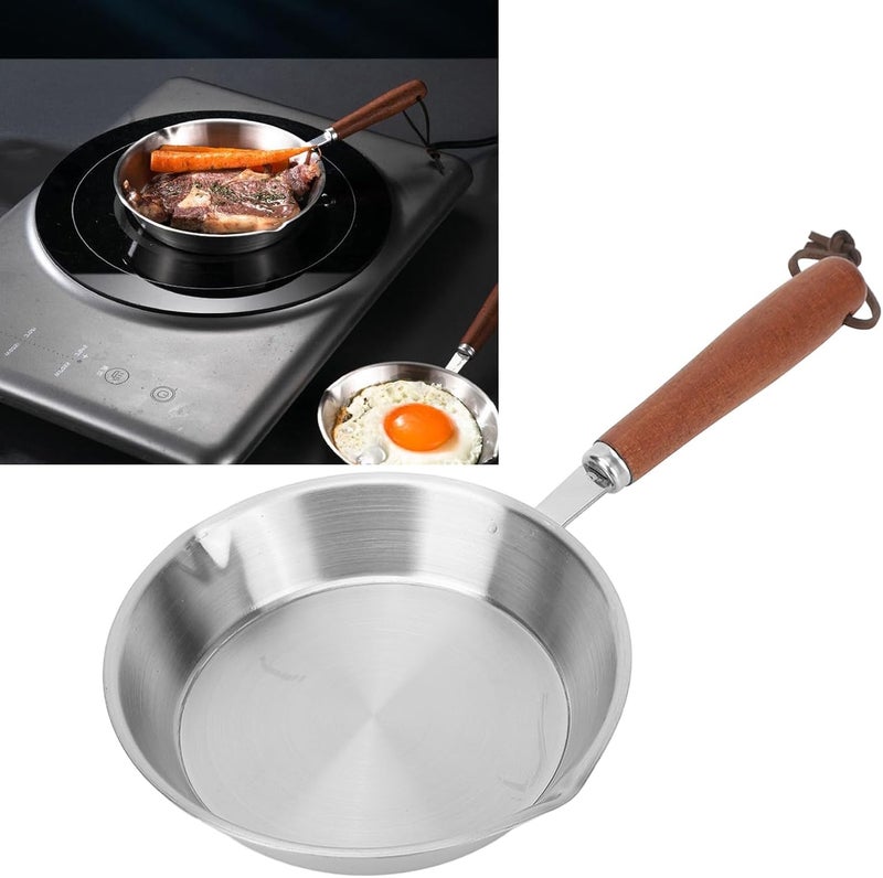 Zudoo Egg Pan, Mini Nonstick Egg and Omelet Pan, Stainless Steel Small Frying Pan Skillet, Multipurpose Pan with Wooden Handle, Cookware Designed for Eggs Pancakes, Dishwasher Safe - Image 3