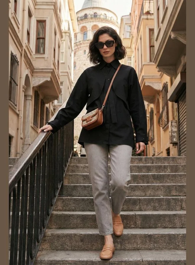 ليلا Lela Cotton Relaxed Fit Shirt with Tie Detail Women's SHIRT 6925408