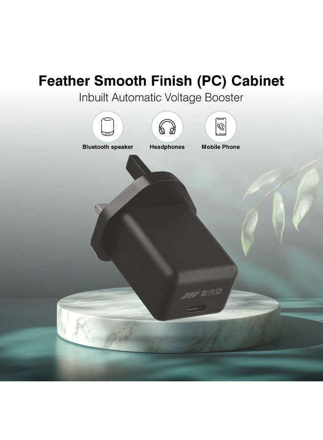 ERD شاحن سريع ERD بقوة 25 واط بتقنية PD، محول طاقة USB من النوع C | شحن سريع بمنفذ واحد | حماية من قصر الدائرة والحمل الزائد | متوافق مع أجهزة سامسونج جالاكسي S25، S24، S23، سلسلة A، وغيرها من أجهزة USB-C - Image 3