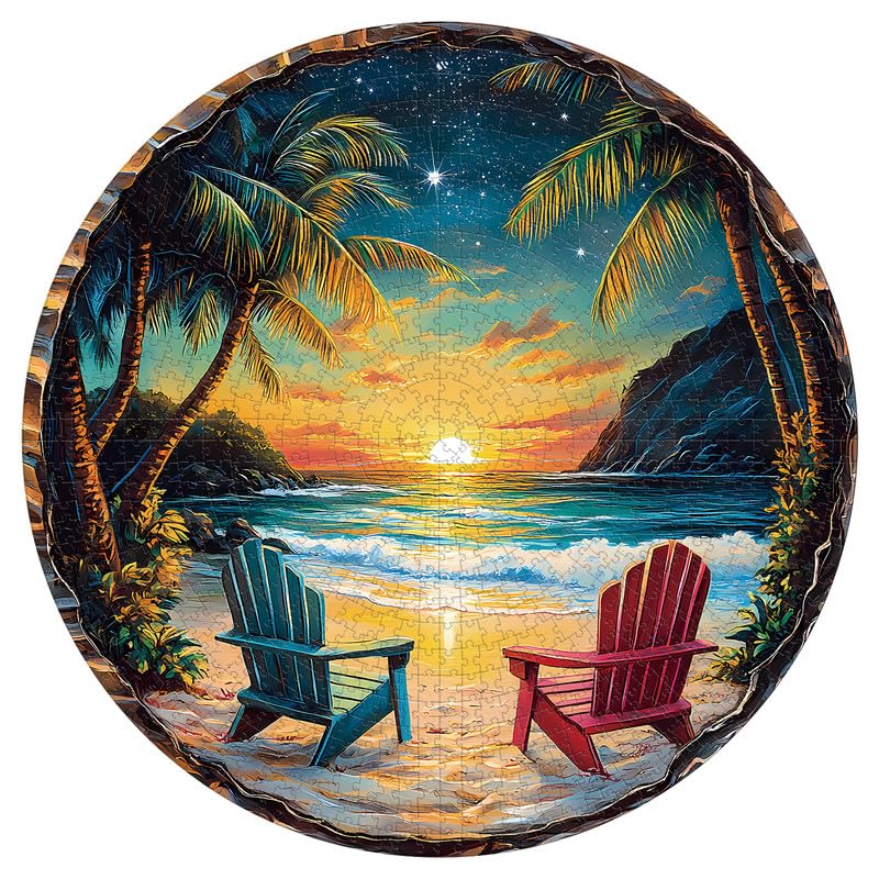 Jigfoxy Puzzles for Adults 1000 Pieces Sunset Beach Hard Challenging Jigsaw Relaxing Fun Game Perfect Birthday for Puzzle Lovers Home Dcor - Image 1