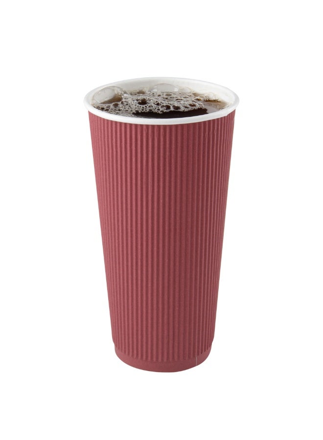 Restaurantware 20 Ounce Ripple Insulated Coffee Cups, 250 Double Wall Corrugated Tumblers, Leakproof, Sustainable Crimson Paper Design, Ribbed Surface, Secure Grip, Matching Lids Sold Separately - Image 2