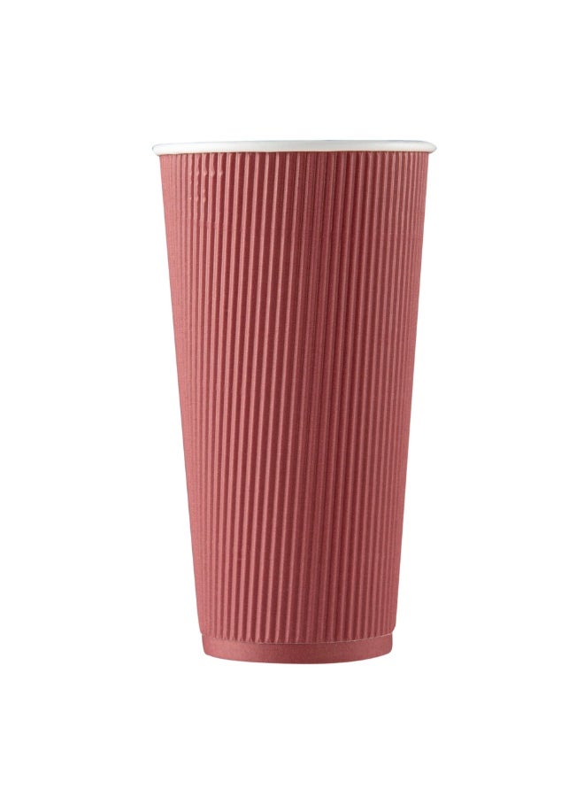 Restaurantware 20 Ounce Ripple Insulated Coffee Cups, 250 Double Wall Corrugated Tumblers, Leakproof, Sustainable Crimson Paper Design, Ribbed Surface, Secure Grip, Matching Lids Sold Separately - Image 1