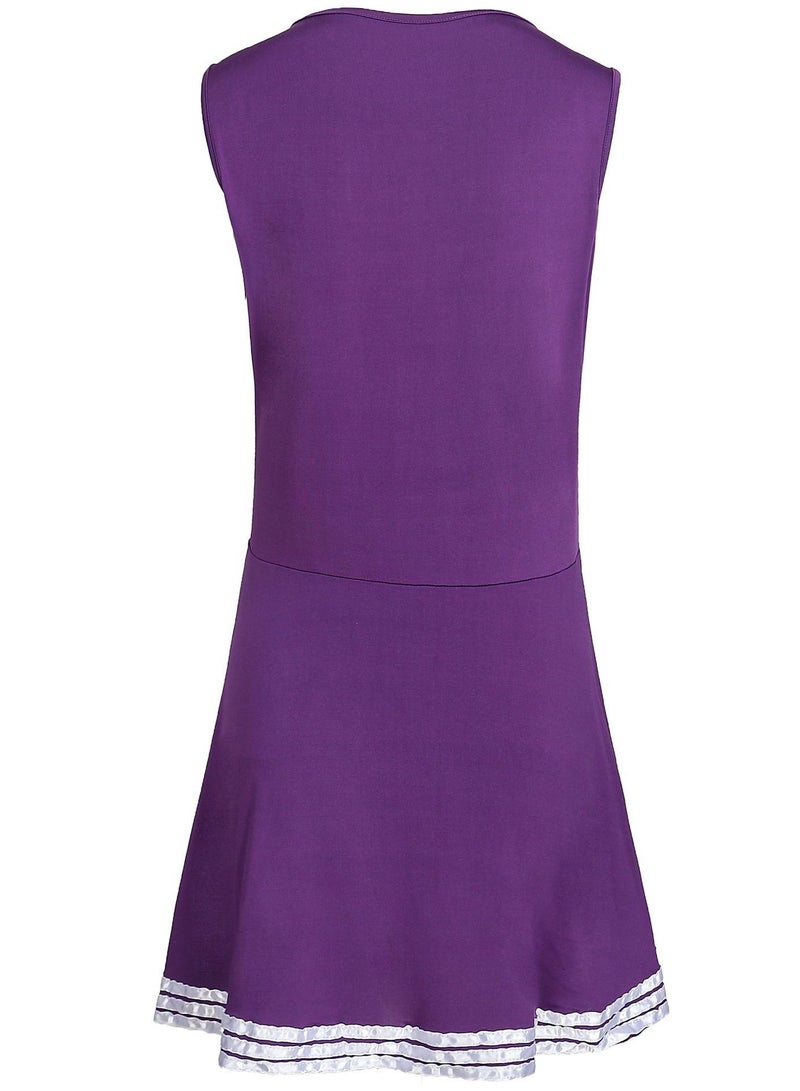 Girls Cheerleader Costume Cheer Uniform Outfit Sleeveless Dance Dress With Cheerleading Flower Set - Image 5