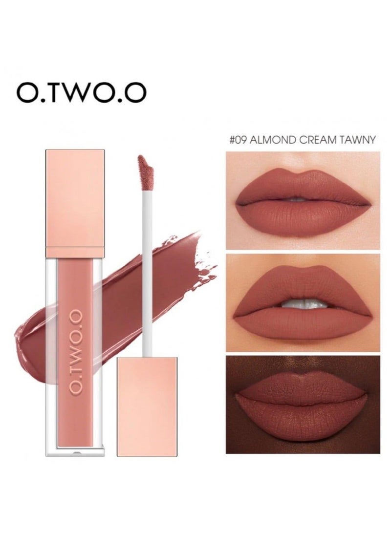 O.TWO.O O2O Matte Waterproof Liquid Lipstick 09 Almond Cream Tawny 5g - Image 4