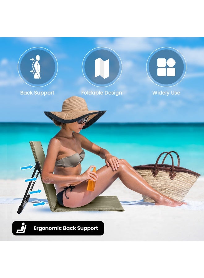 VUCATIN Foldable Seat for Poolside Chairs Portable Outdoor Poolside Chairs for Edge of Pool Beach Chair SwimmingPool Accessories Pool Seats for Edge Beach Camping Picnic Lawn Accessories Including Storage Tote Bags (Green) - Image 2