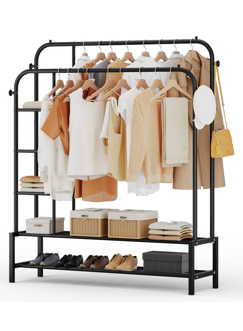 DubaiGallery Clothes Rack,Open Wardrobe Coat Racks,Freestanding Hanger Double Rods,Mobile Coat Rack, Multi-functional Bedroom Clothes Rack,Metal Clothes Rail,for Dressing Room，Bedroom.  - Image 1